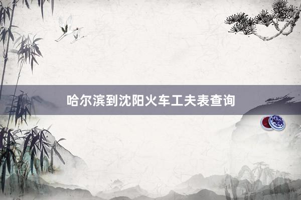 哈尔滨到沈阳火车工夫表查询